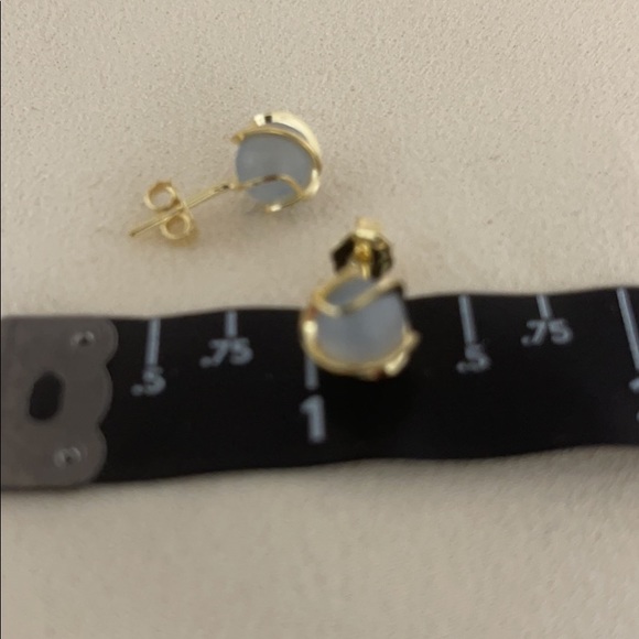 18k Gold Filled Jade Stud Earrings - Picture 7 of 7